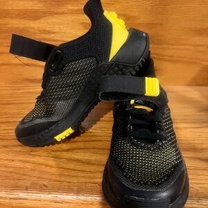 Kids Adidas x Lego Collab Black and Yellow Athletic Shoes